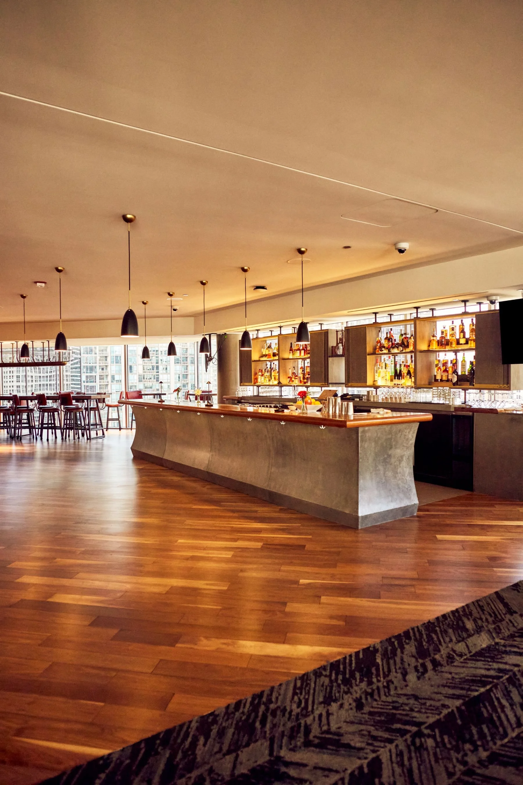 The bar in the Venti Room at The 101, 20th floor, with city views