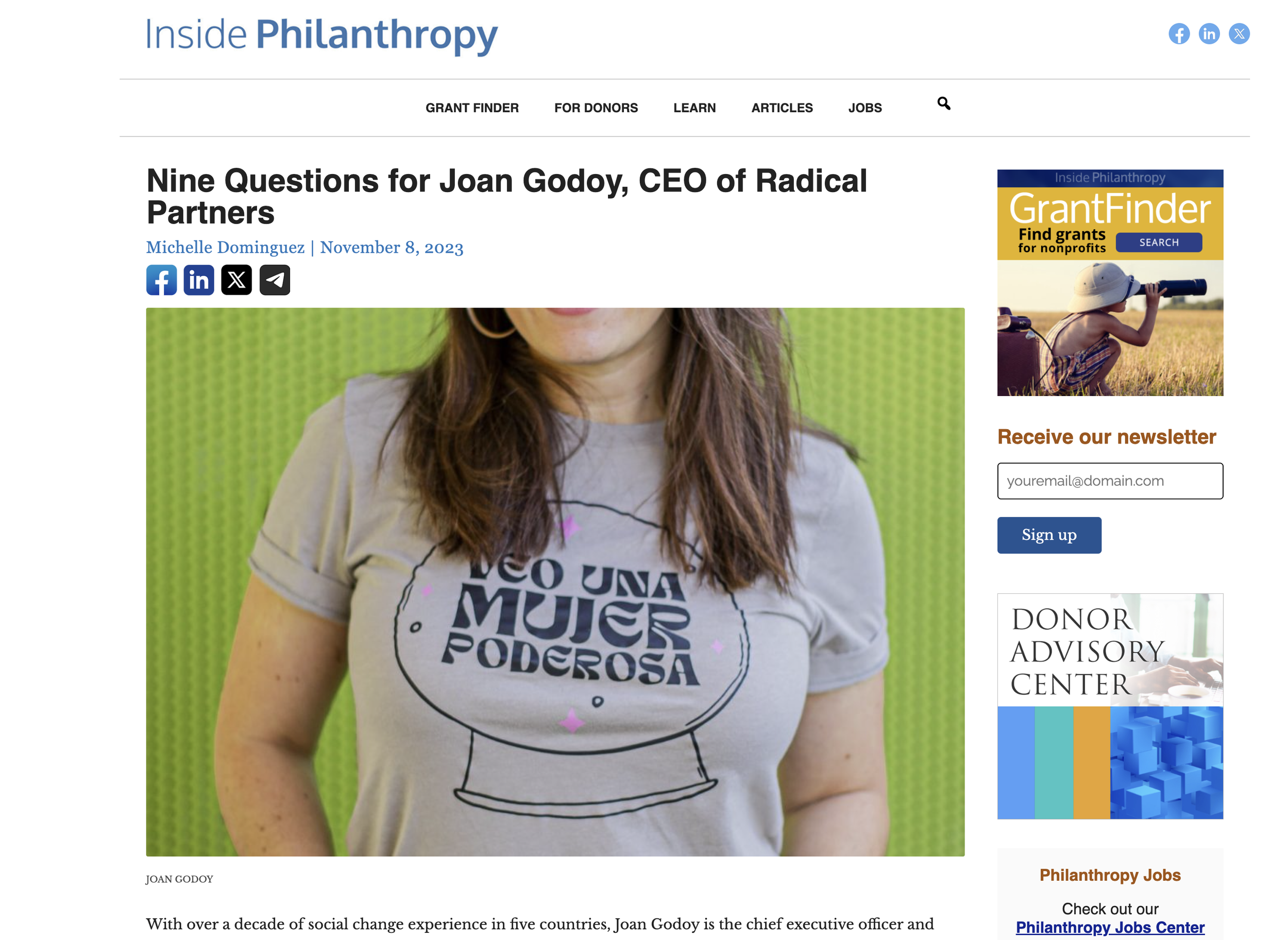 Inside Philanthropy — Nine Questions for Joan Godoy