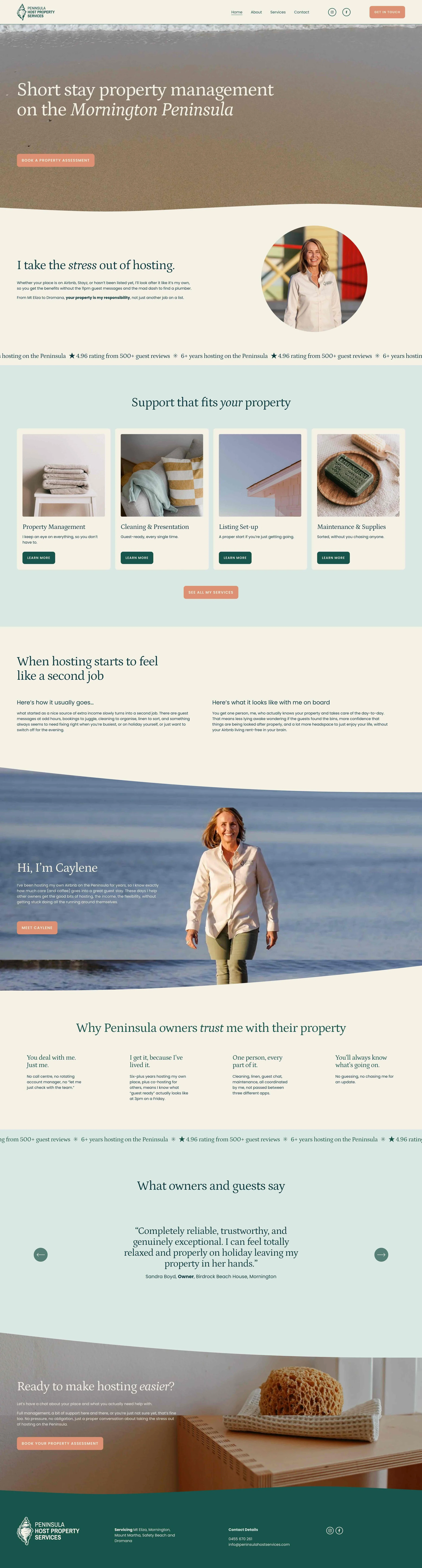 Peninsula Host Property Services website after the redesign