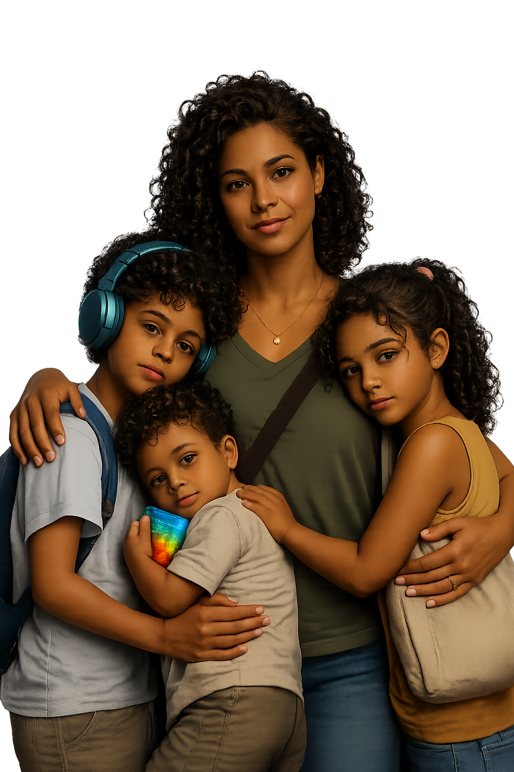 Bruna e os três filhos