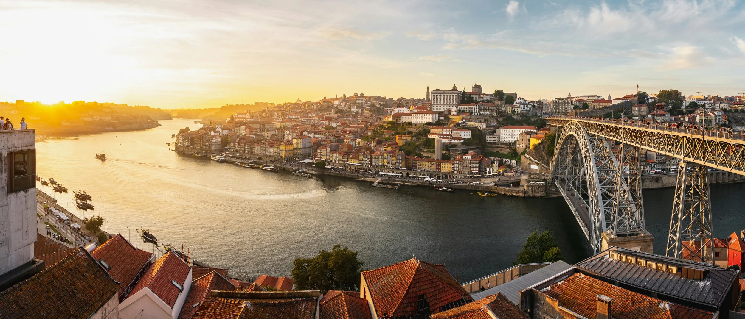 Porto — Ribeira waterfront with the Dom Luis I bridge