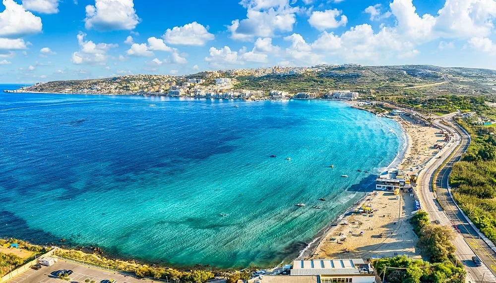 Mellieħa — Mellieħa Bay beach or the red sandy Għadira cove
