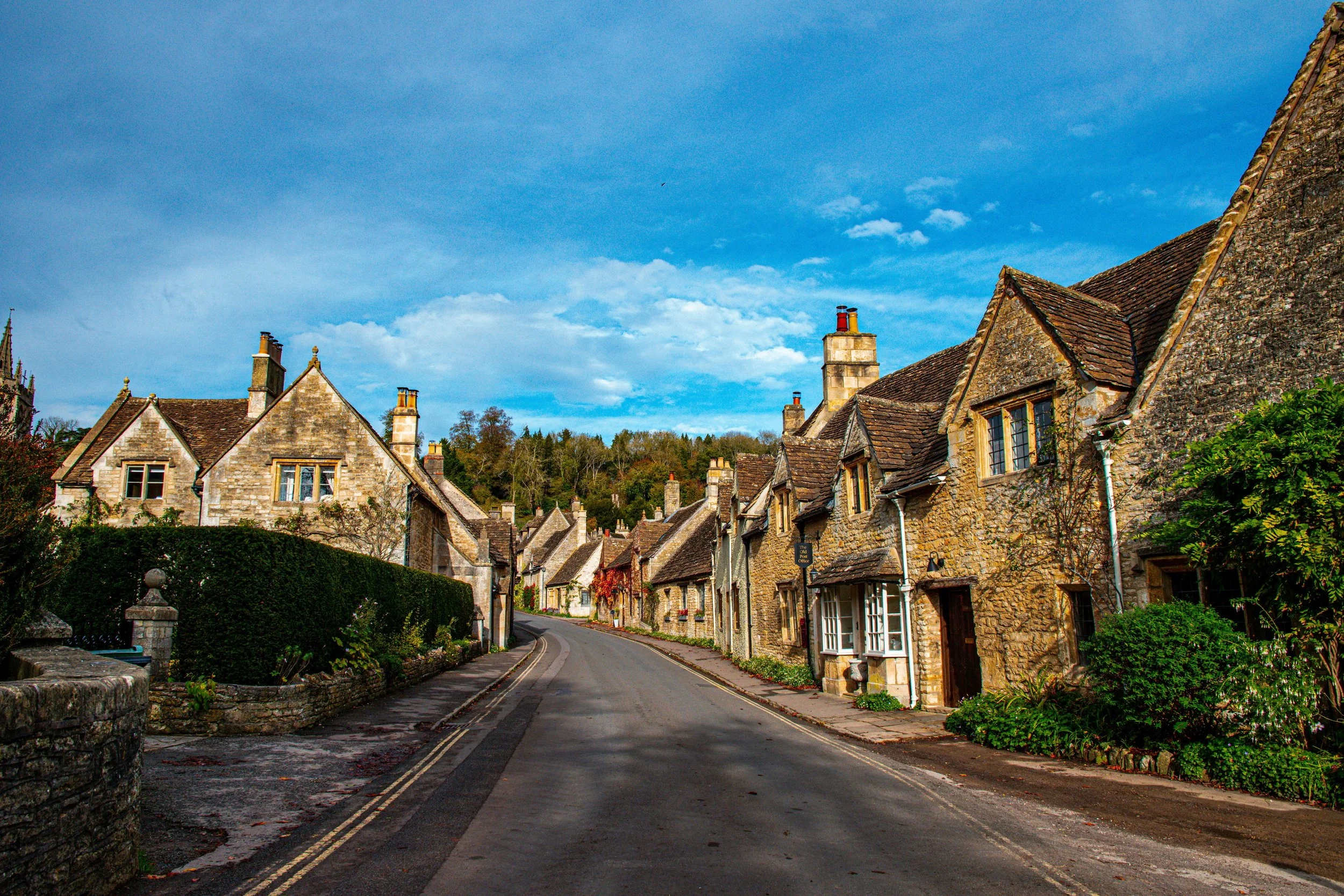 The Cotswolds — Bourton-on-the-Water or Castle Combe in morning mist