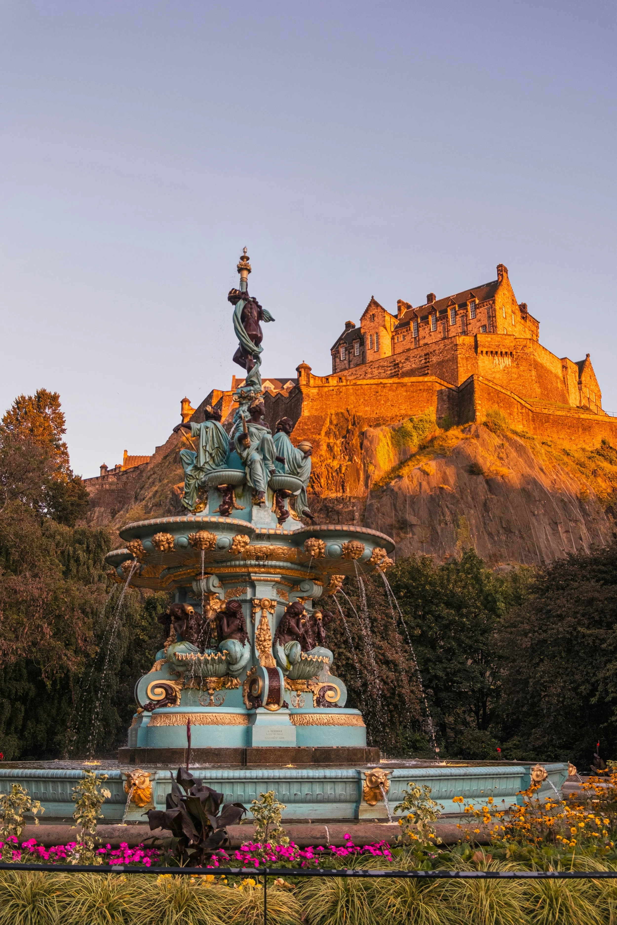 Edinburgh — castle from Princes Street Gardens or the Royal Mile at dusk