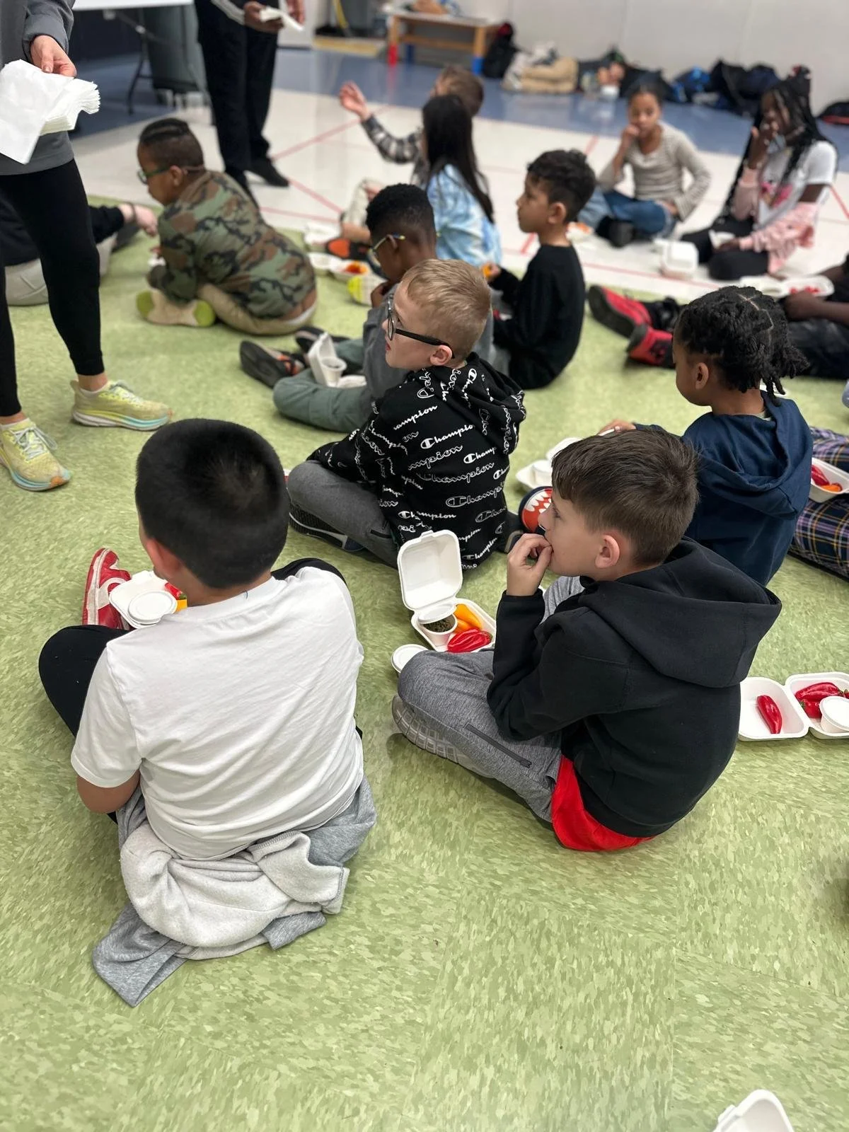 Students participating in a health and nutrition lesson
