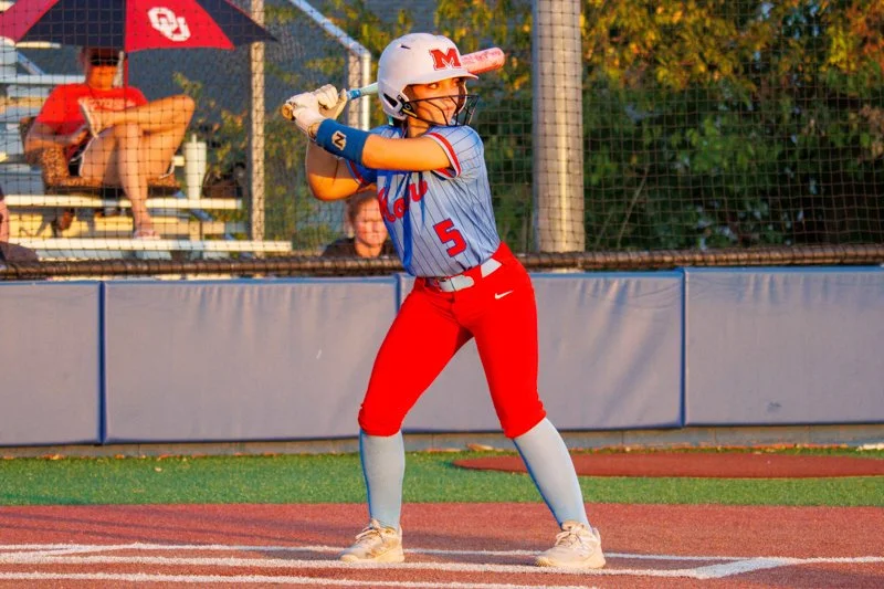Payton Detweiler at bat for Moore High School