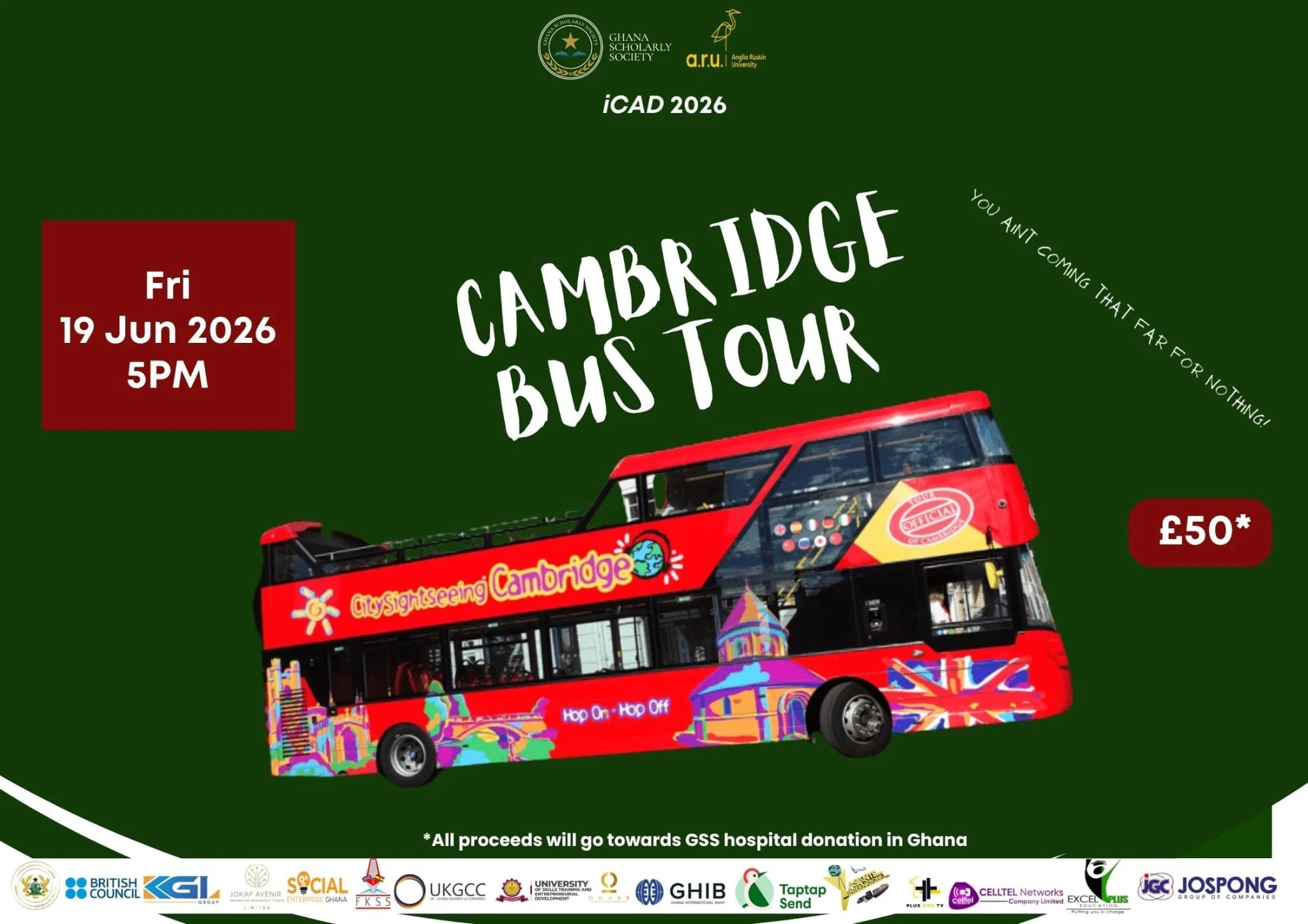 Cambridge Bus Tour – iCAD 2026, Friday 19 June 2026 at 5PM