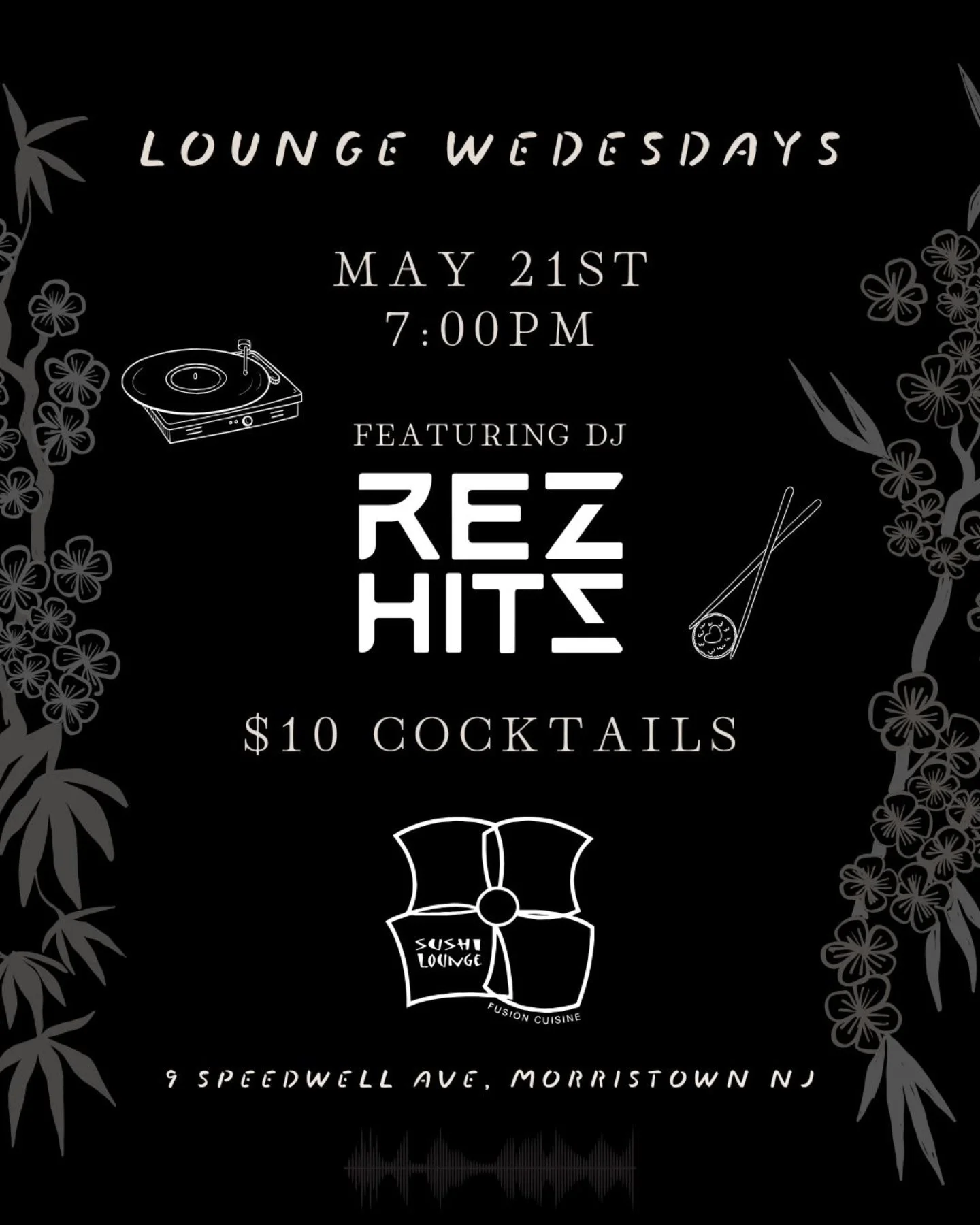 REZ HITS event flyer for Lounge Wednesdays on May 21, 2025