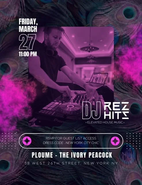 REZ HITS event flyer for REZ HITS at Ploume on March 27, 2026