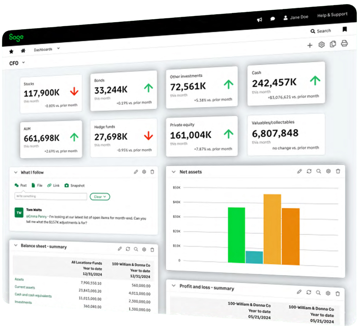 Sage Intacct dashboard screenshot