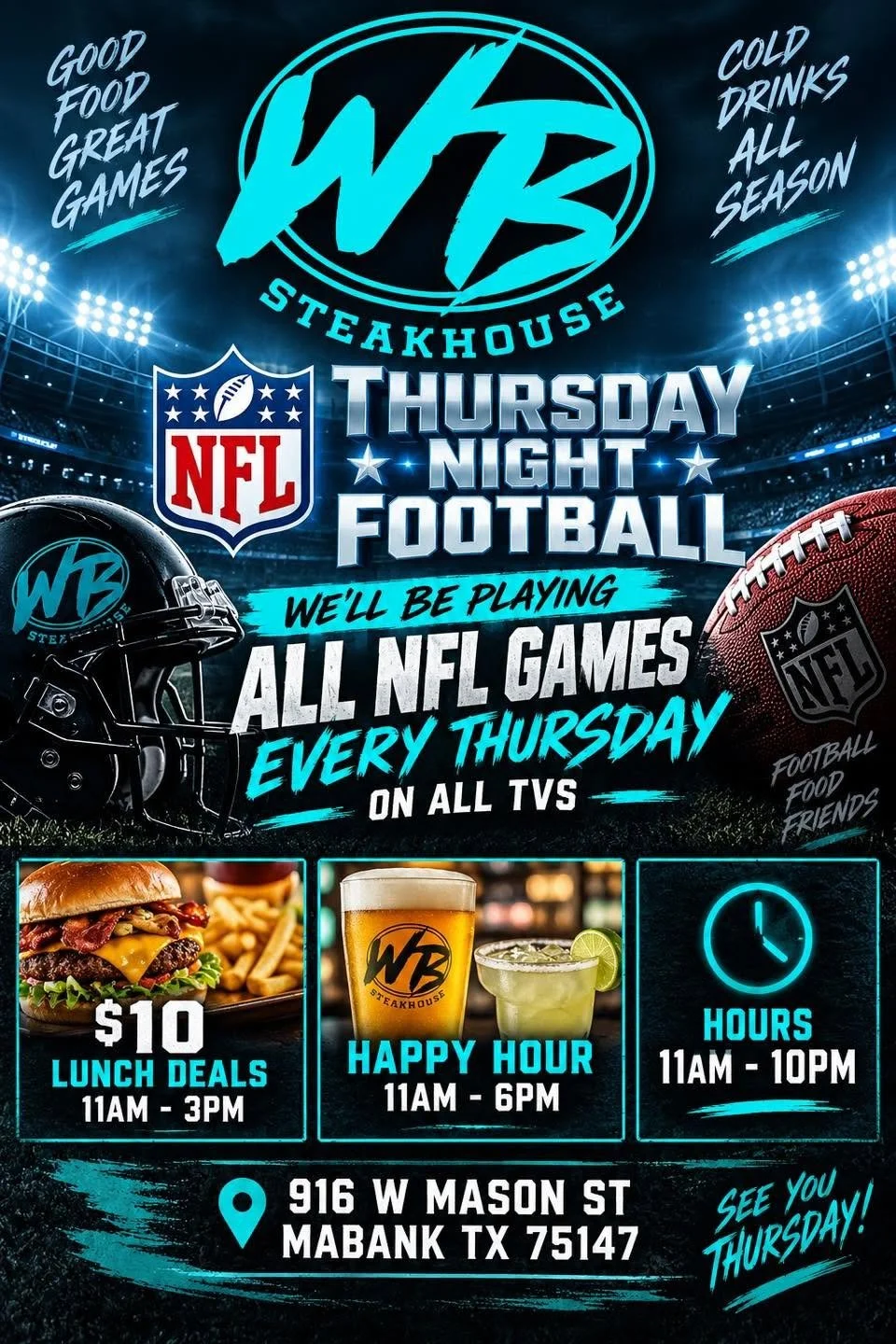 WB Steakhouse football