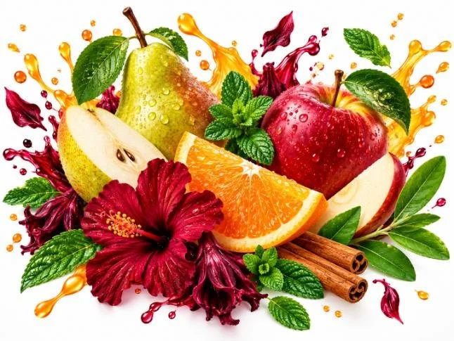 Crimson Orchard with pear, apple, orange, hibiscus, peppermint and cinnamon