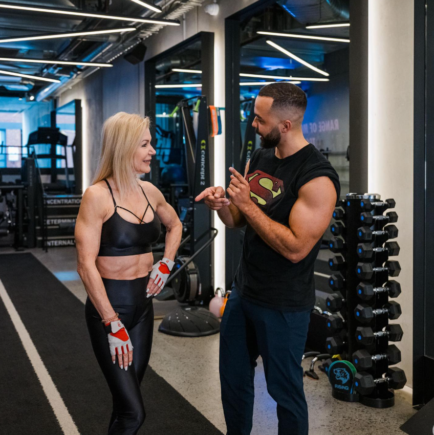 Lesley Maxwell with Anthony Nitti at EZMUSCLE