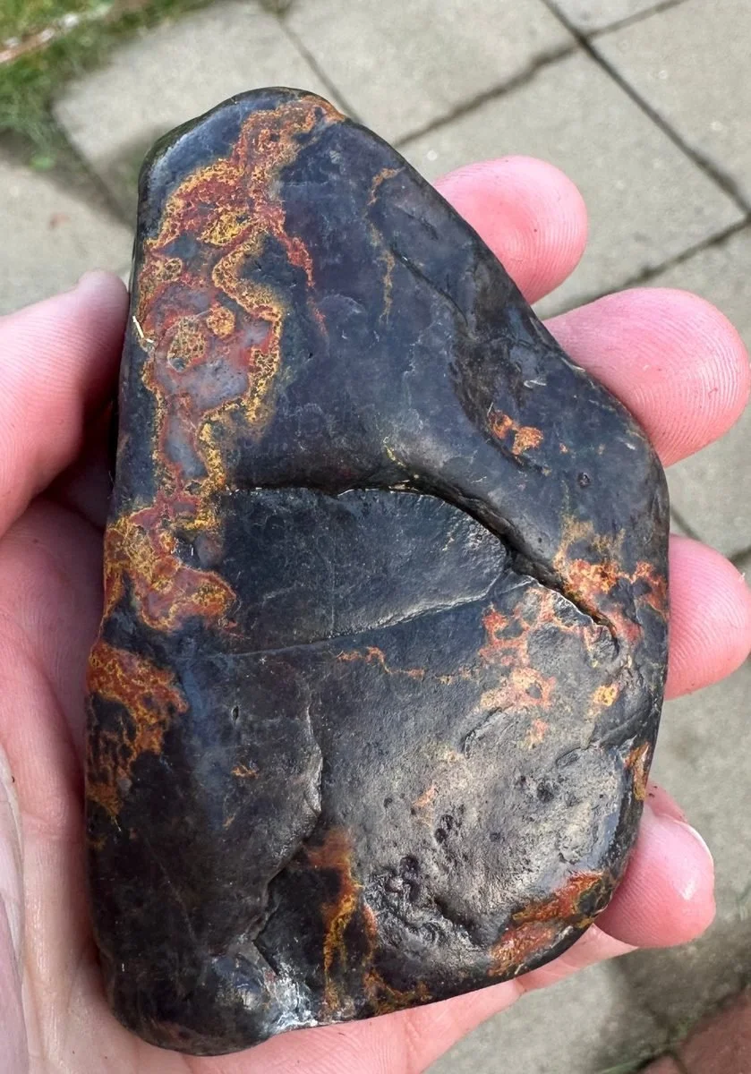 Dark jasper with lacy red and gold veins