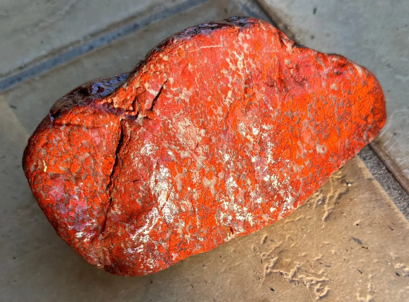Brilliant red jasper speckled with gray-white
