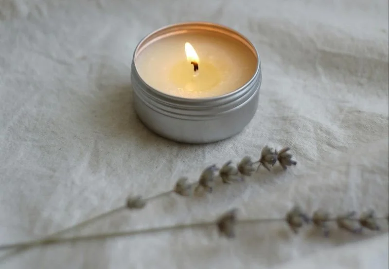 Candle and lavender