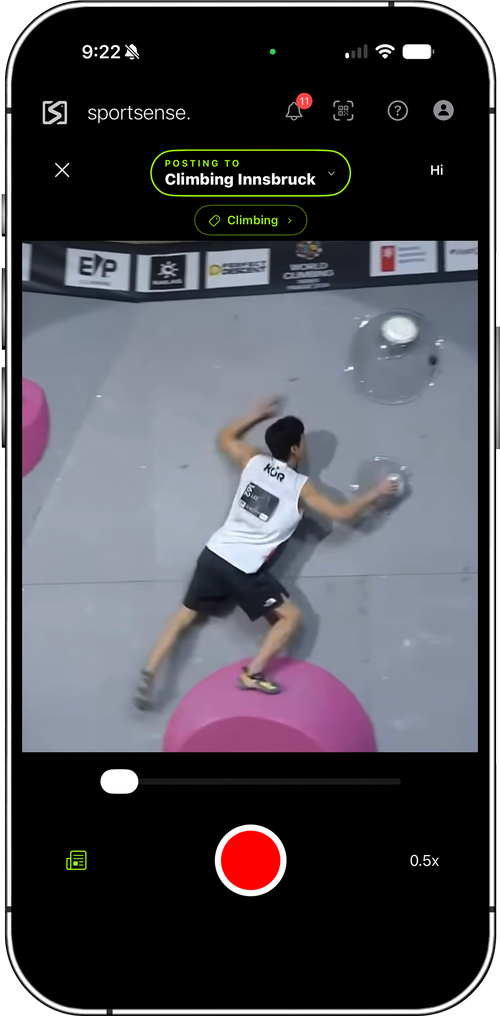 Filming a boulderer with the sportsense camera