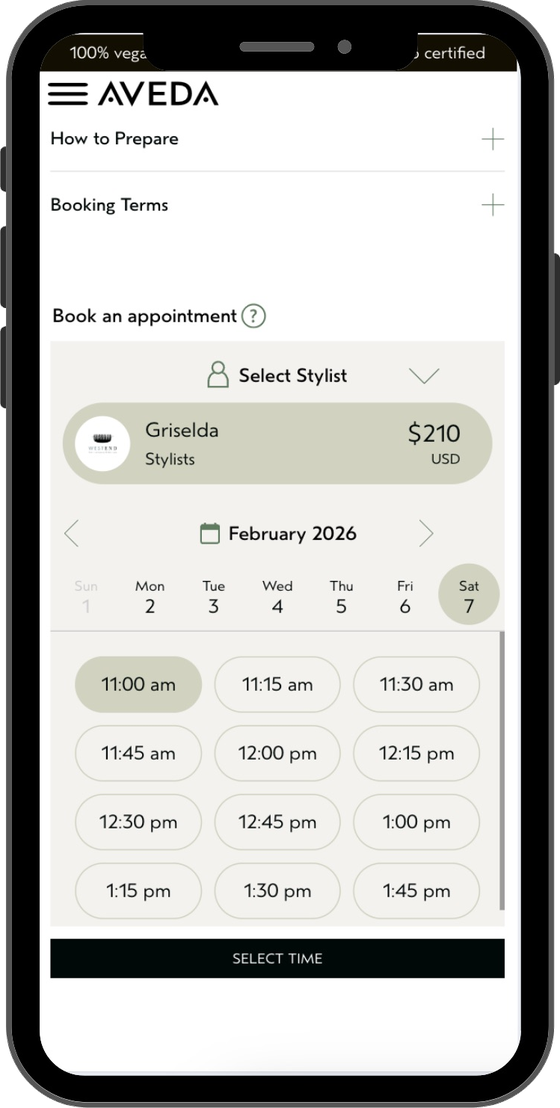 Stylist and appointment time selection