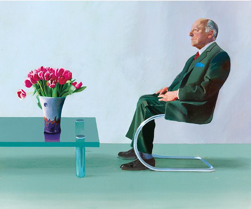 David Hockney, Portrait of Sir David Webster, 1971, acrylic on canvas, 57 × 72 in. © David Hockney / Tyler Graphics Ltd.