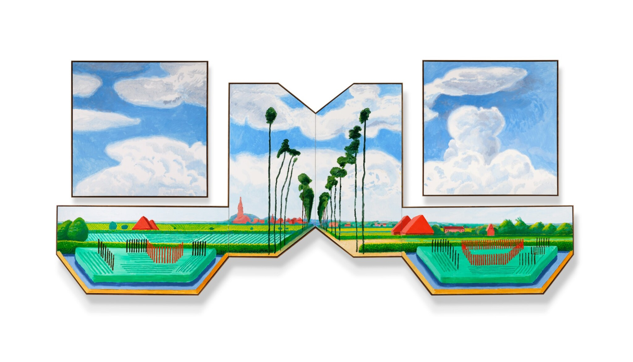 David Hockney, Tall Dutch Trees After Hobbema (Useful Knowledge), 2017