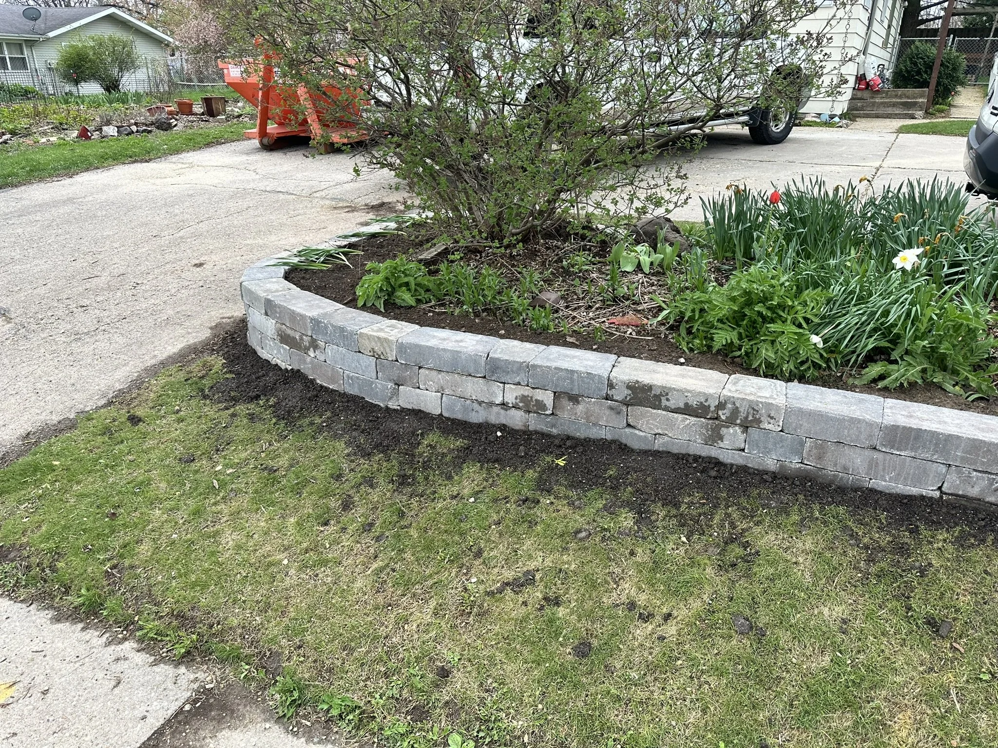 Finished retaining wall in Middleton WI near Century Avenue by YD Exterior Visions