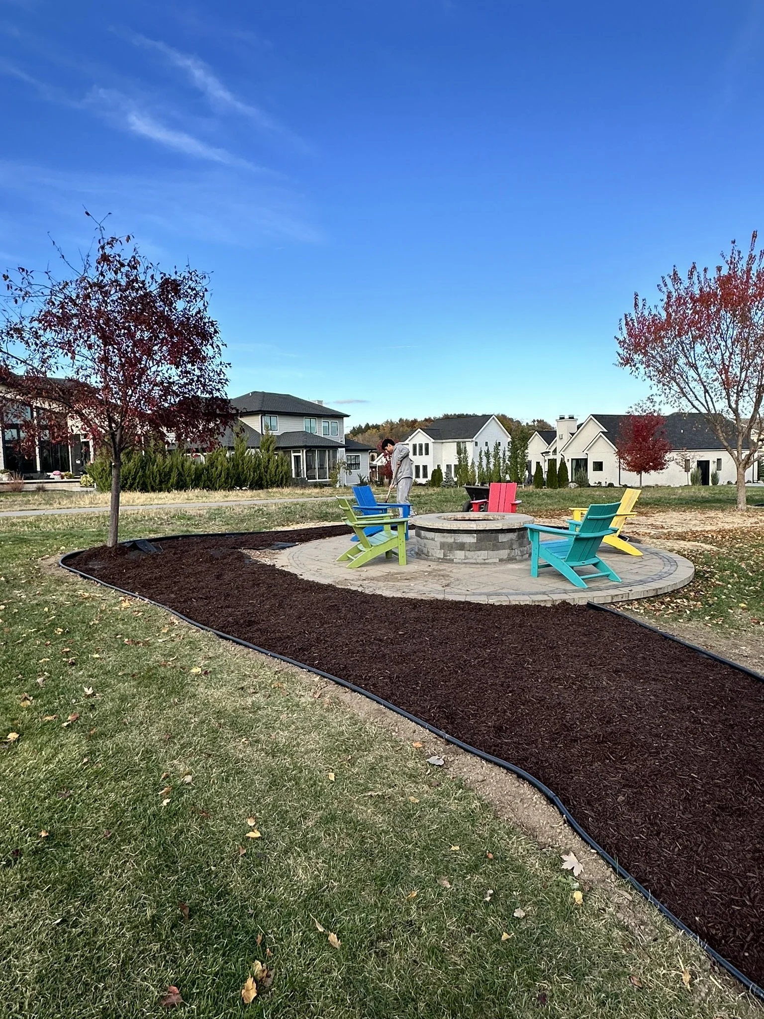 Garden bed mulching in Bishops Bay, Middleton WI by YD Exterior Visions