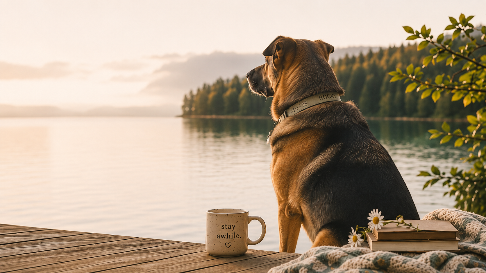 Rocky relaxing by the lake
