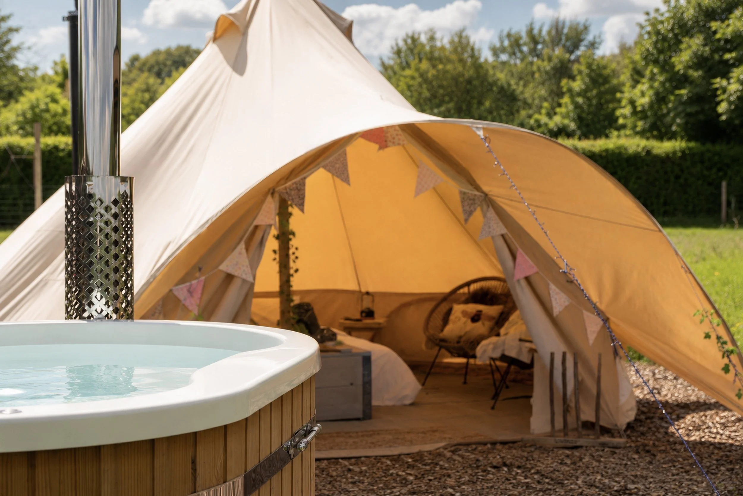Luxury glamping wellness retreat at Broadleaves