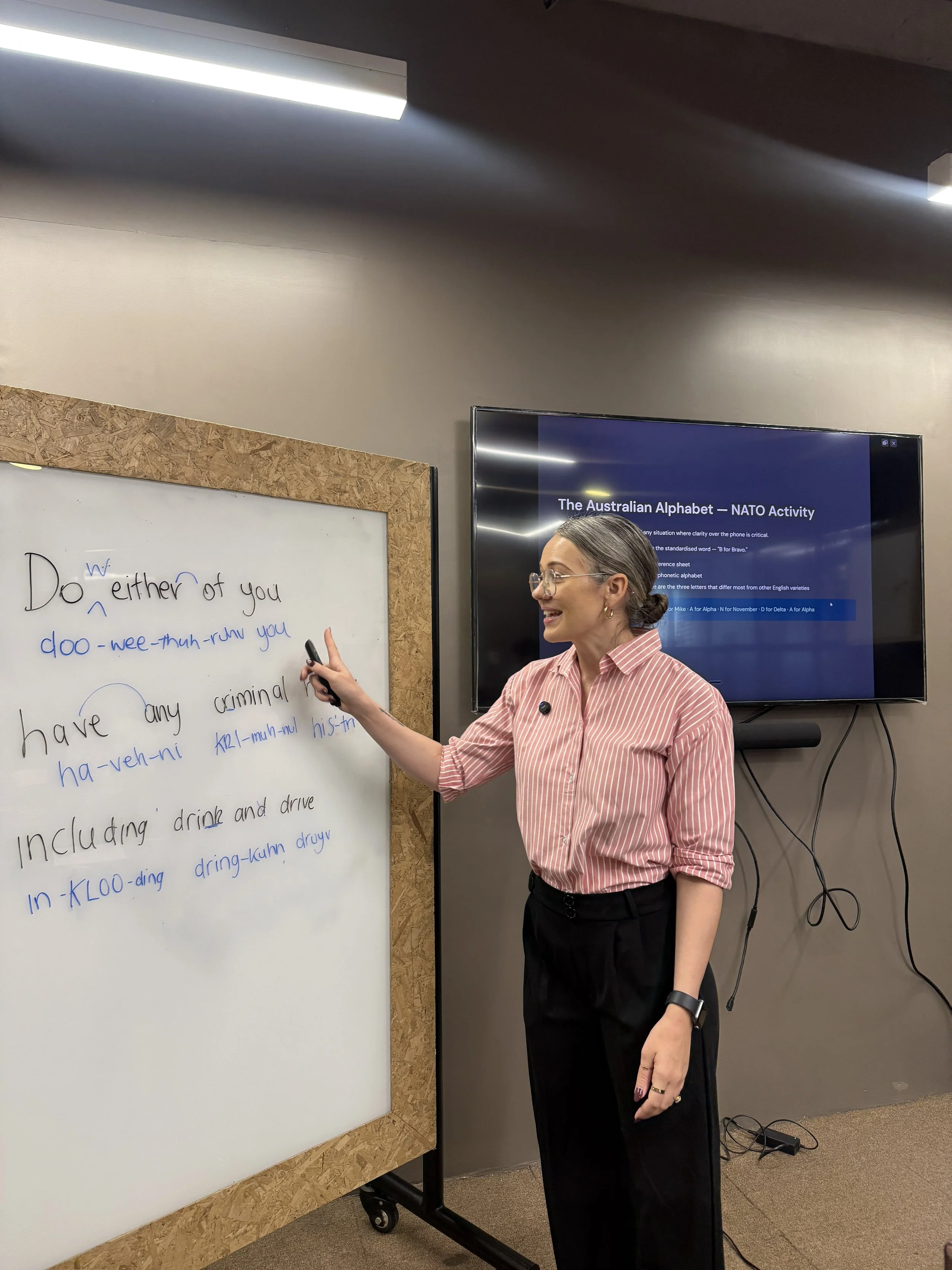 Amanda Boyce teaching Australian English pronunciation