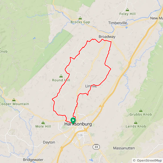 Harrisonburg Broadway Loop - 35.6 miles