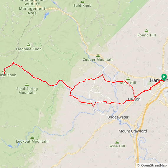 Harrisonburg Reddish Out and Back - 55.4 miles