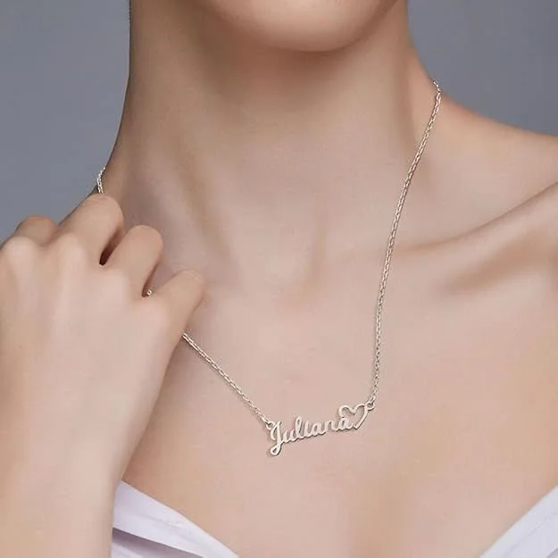 Custom script name necklace for a quinceañera gift