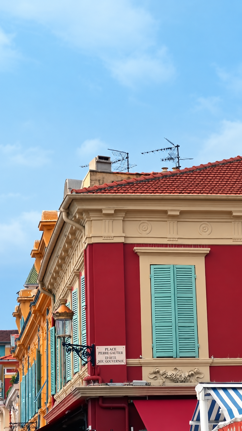 Colorful building beneath a clear sky