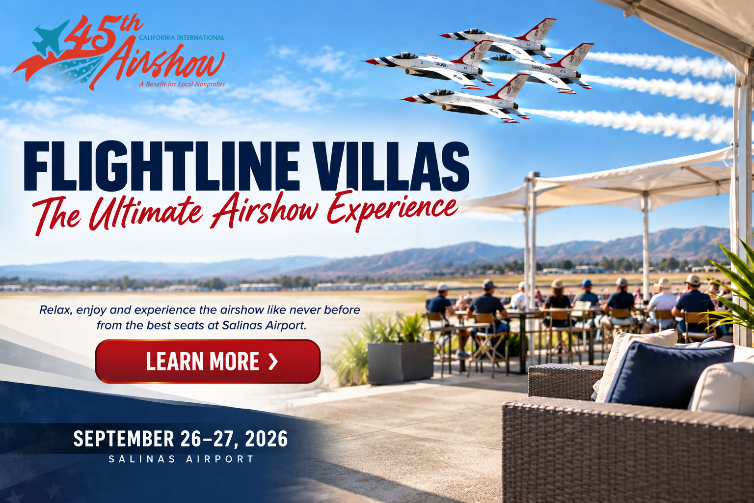 Flightline Villas - The Ultimate Airshow Experience - September 26-27, 2026 at Salinas Airport