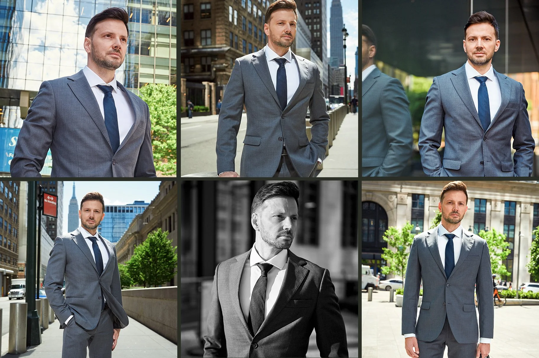 On-location executive branding portraits NYC, multiple looks