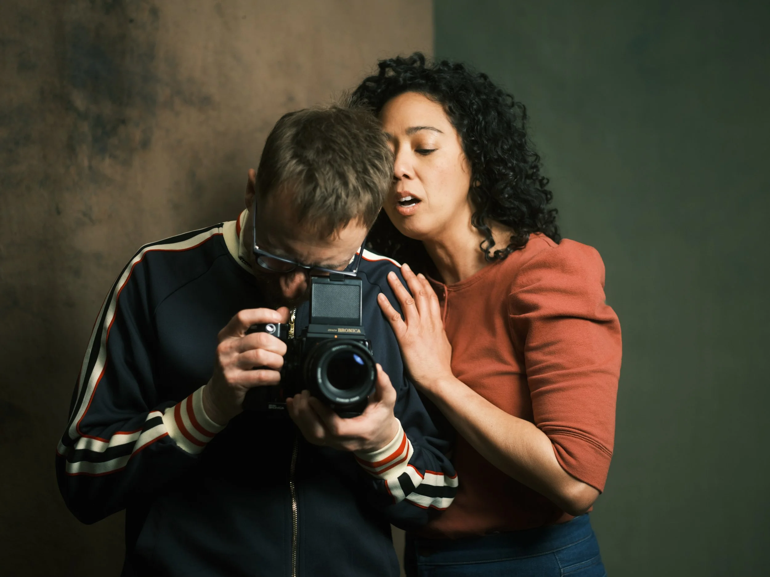 David Pexton and Christine Renee Miller reviewing shots together