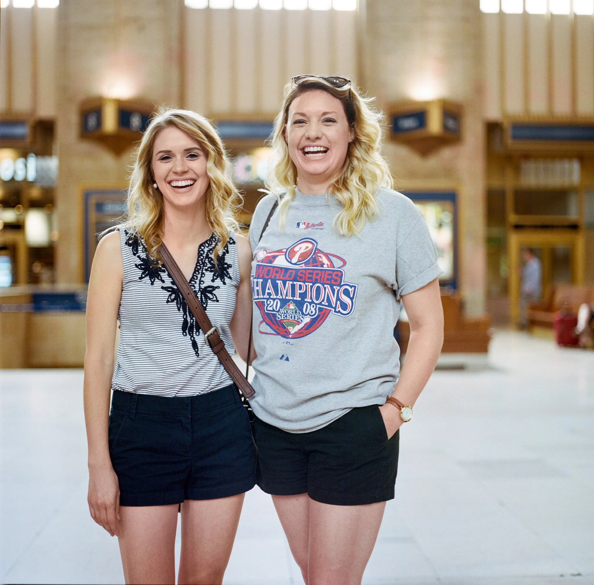 Branding photography New York City friends smiling Grand Central lifestyle portrait David Pexton Photography
