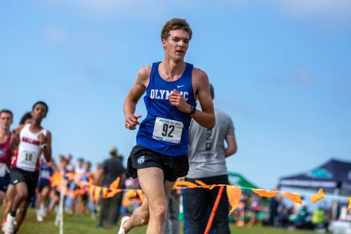 Caleb Davis of Olympic cross country. Photo by Russell Moore.