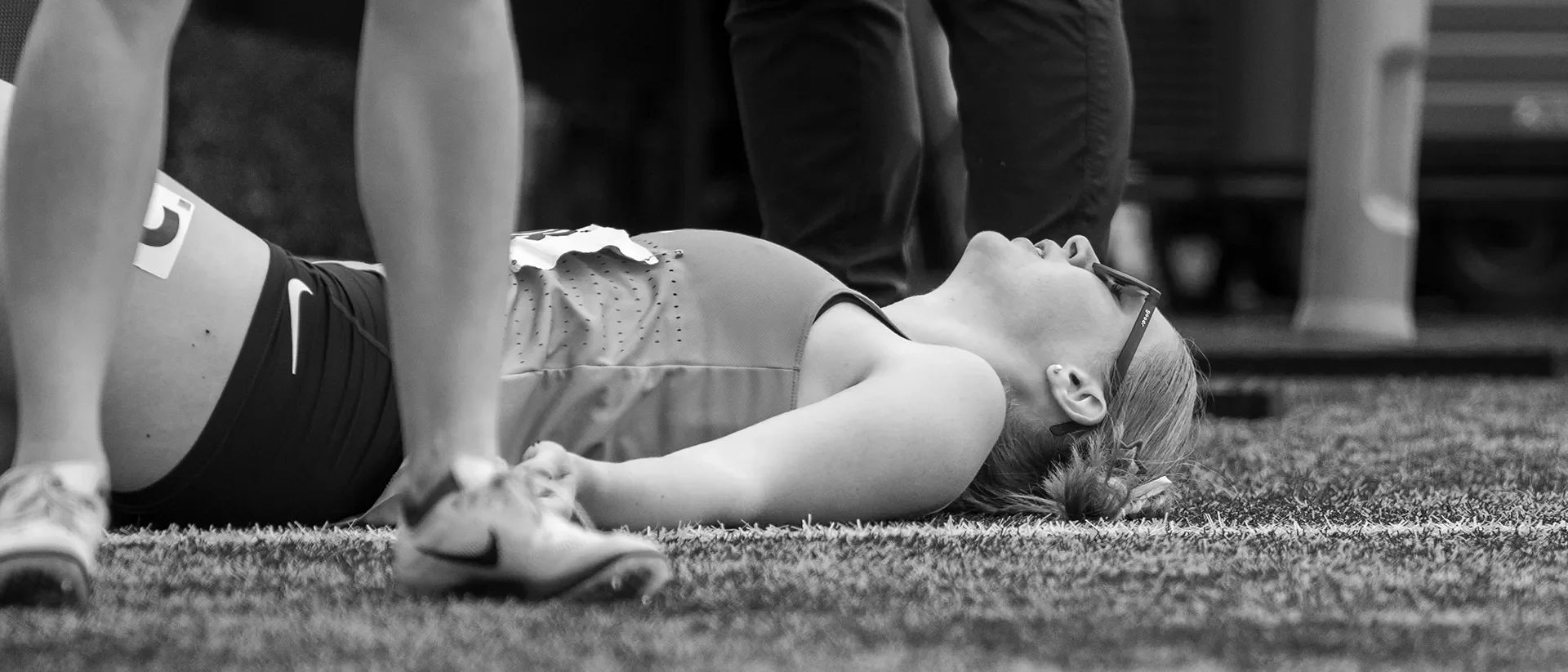 Lejla Carlsson, spent, in the moments after the 800m at the 2026 WIAA State Track Championships