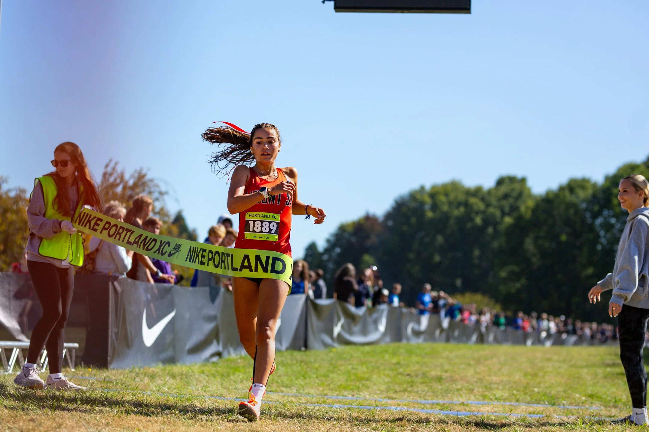 Sophia Rodriguez racing at the 2026 Nike Portland XC Invitational at Blue Lake Regional Park