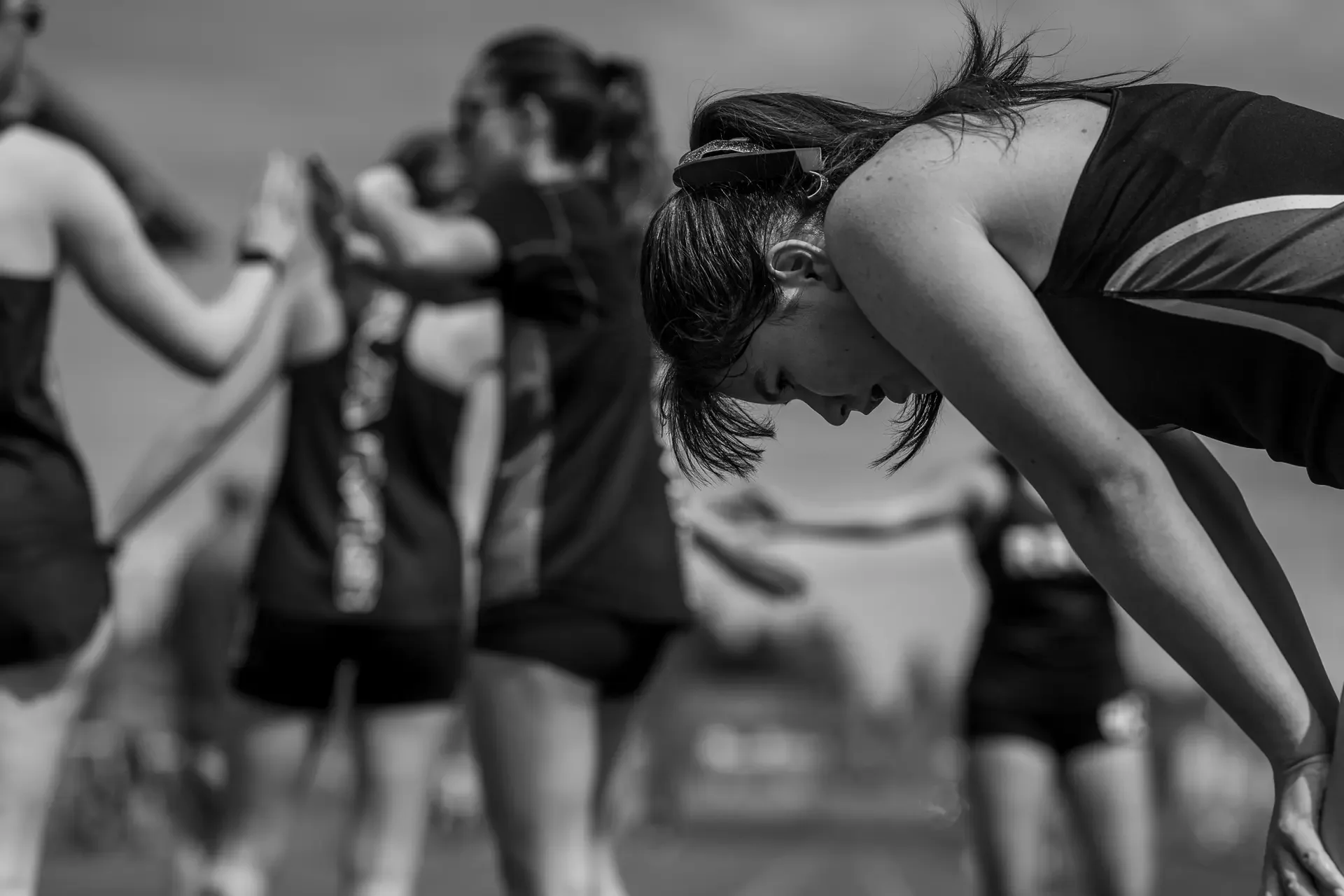 Black and white editorial photography of mt tahoma track and field