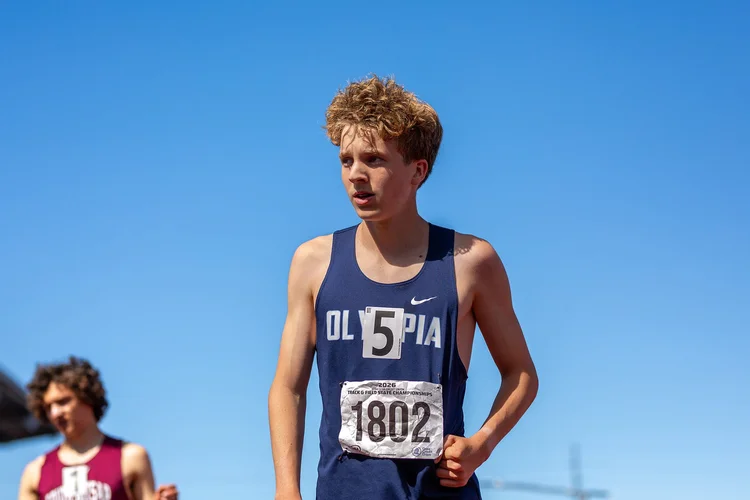 Quenton Lanese of Olympia, freshman standout and 4A state cross country runner-up, post-race debrief portrait