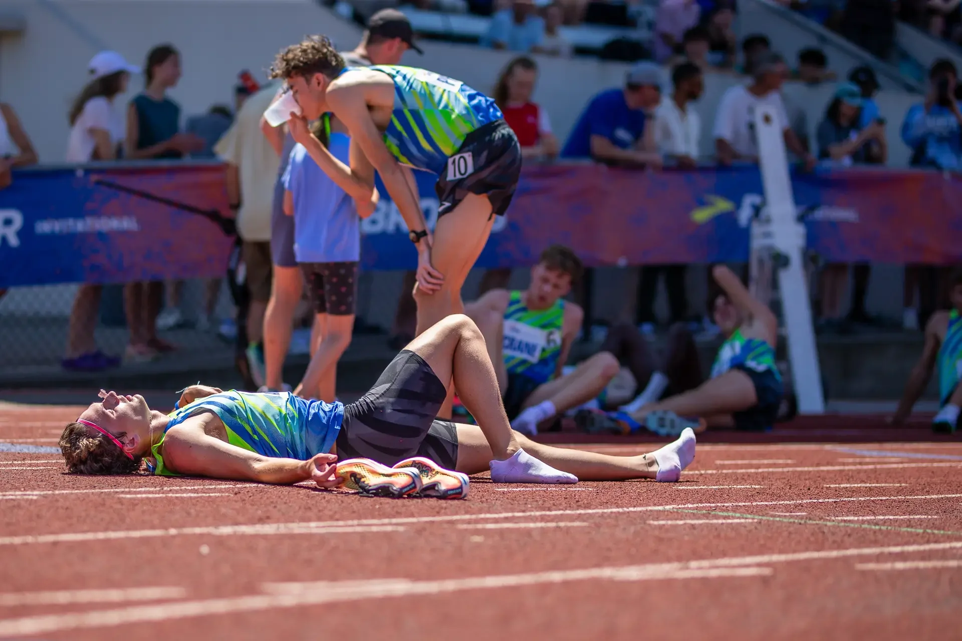 Exhausted runner at Brooks PR Invitational 2026