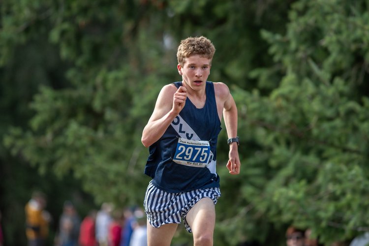 Quenton Lanese of Olympia, winner of the varsity boys race at the 2026 Fall Classic Invitational