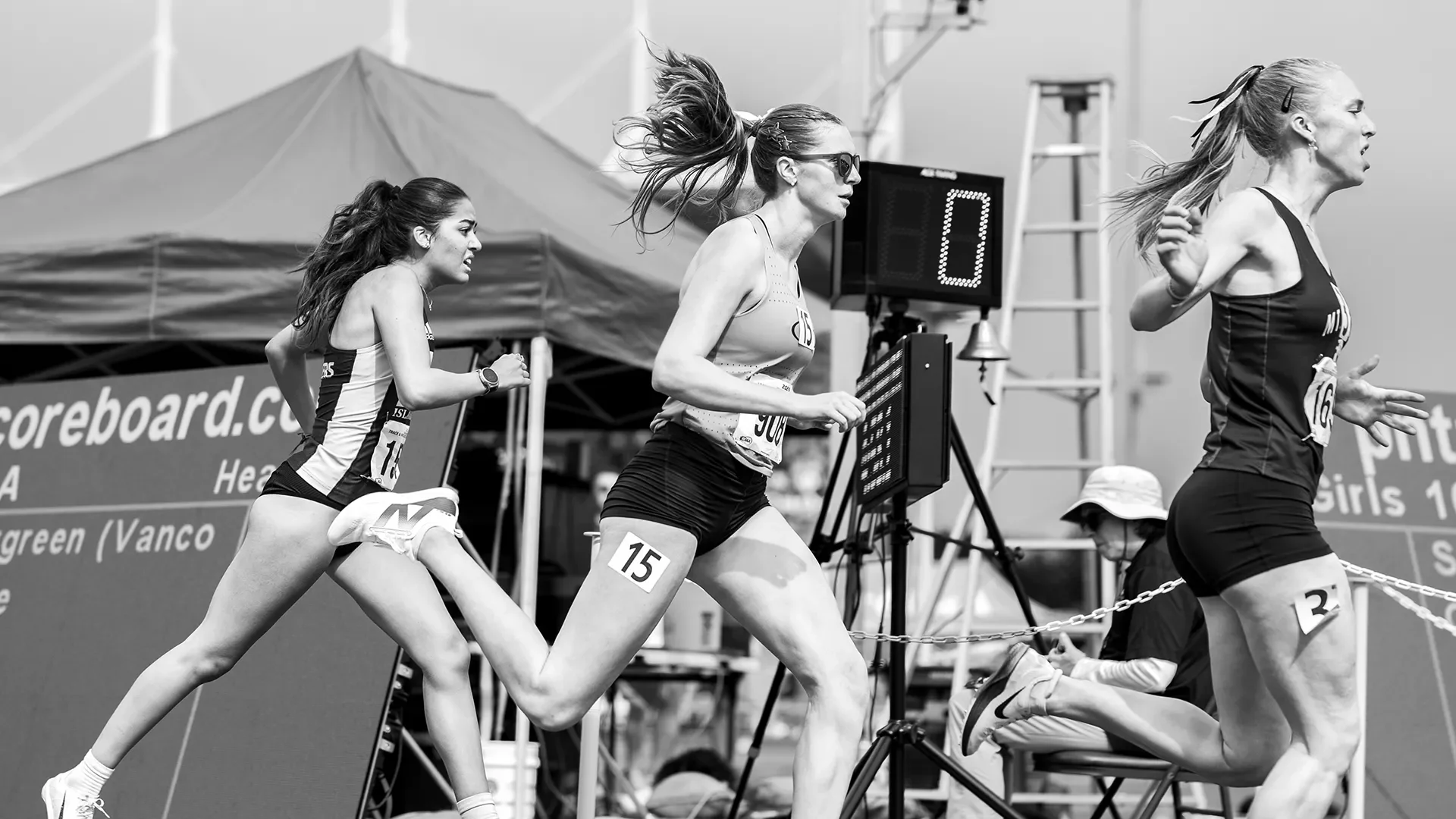A runner lost in the middle of the pack during the 1600m at WIAA State 2026