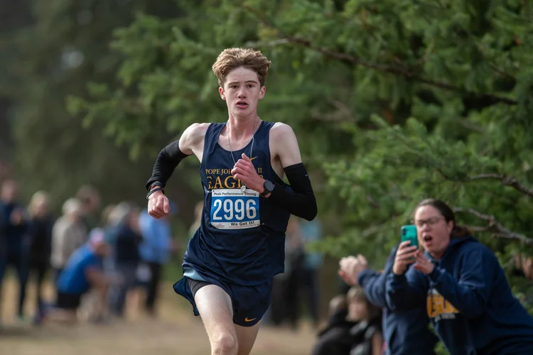 Micah Henry of Pope John Paul II racing at the 2026 Fall Classic Invitational
