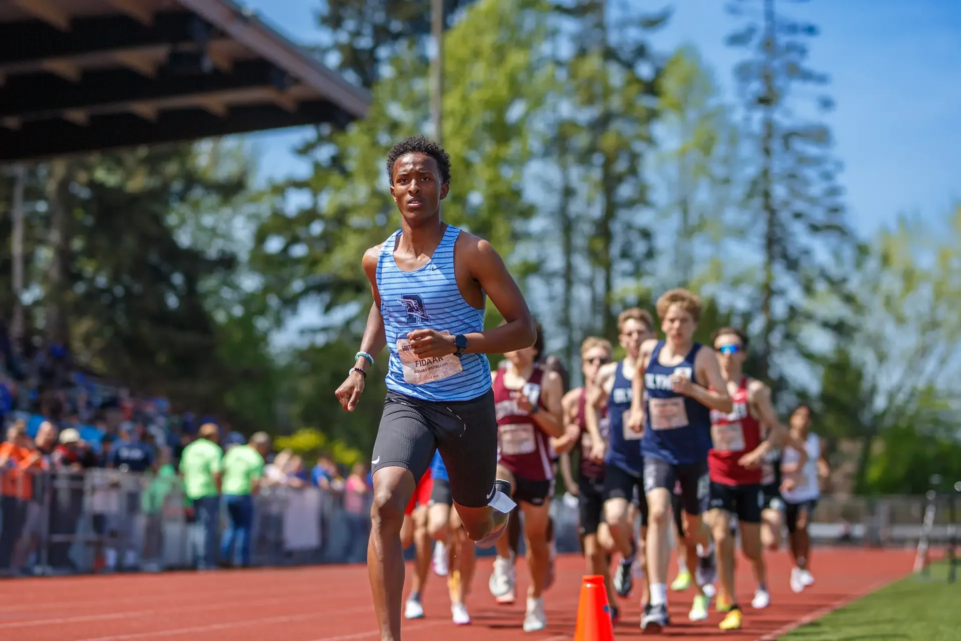 Amin Fidaar of Rogers High School competing in track at Sparks Stadium