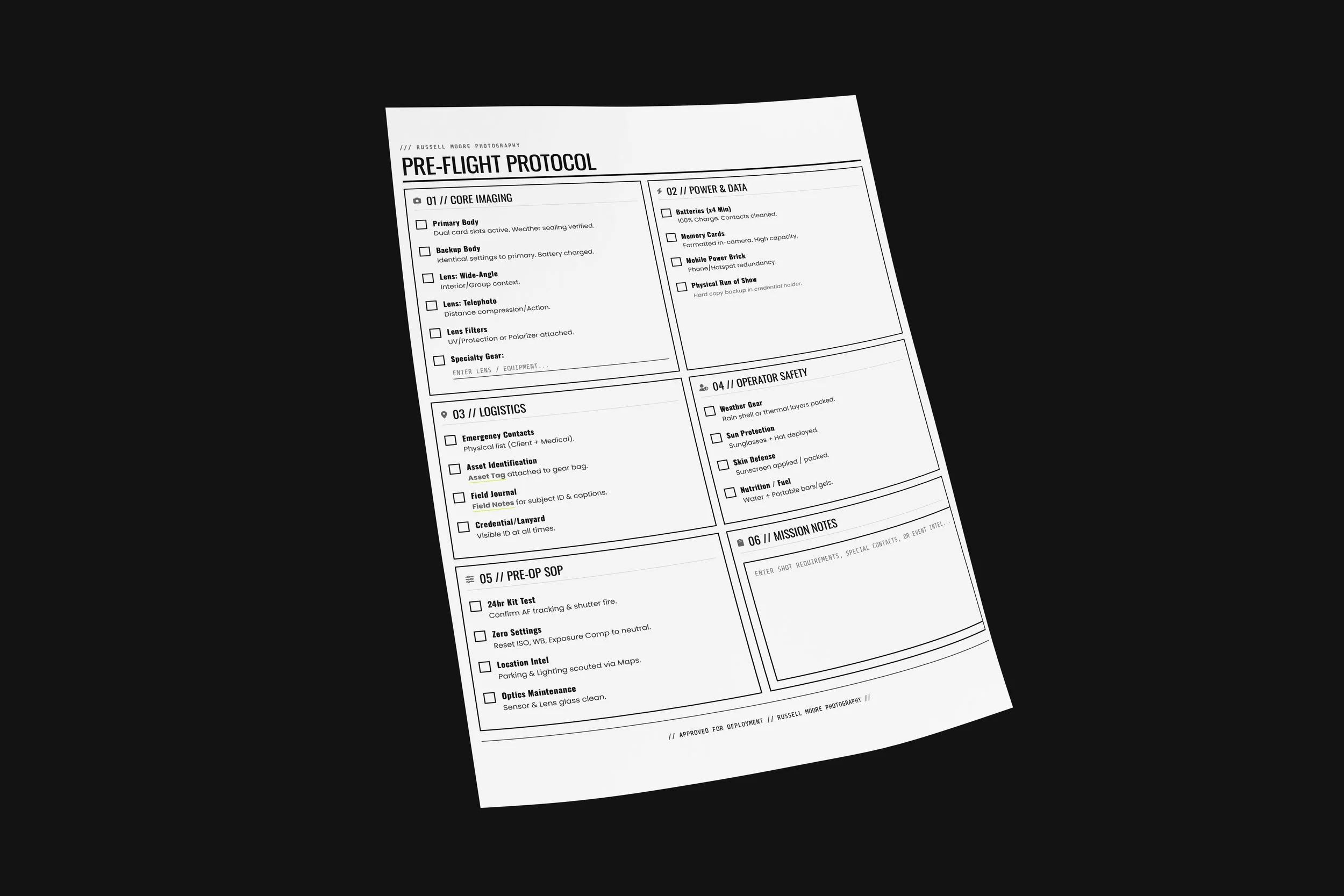 Pre-Flight Protocol Checklist