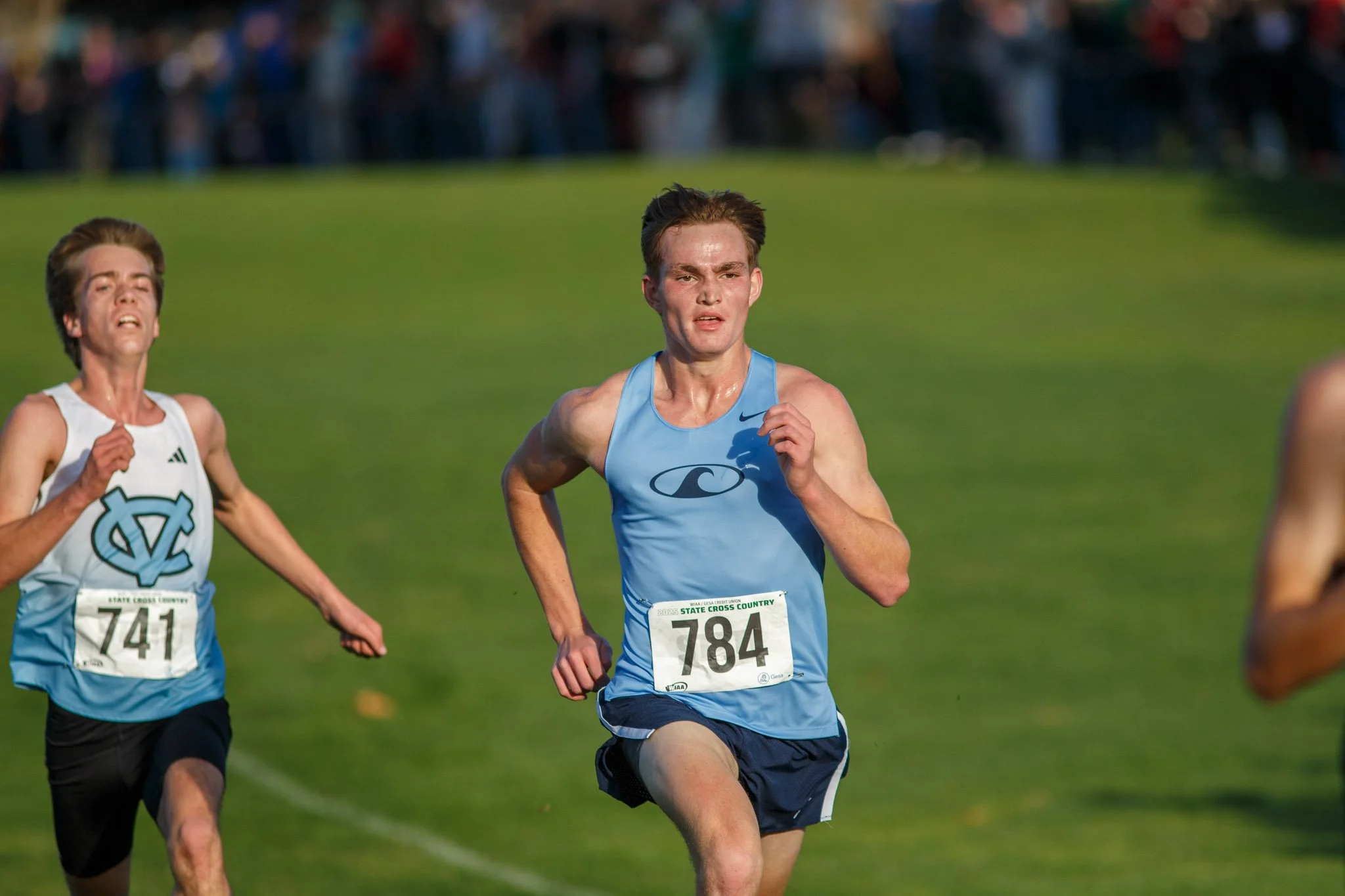 Max Dower racing at the WIAA Cross Country State Championships, 2026