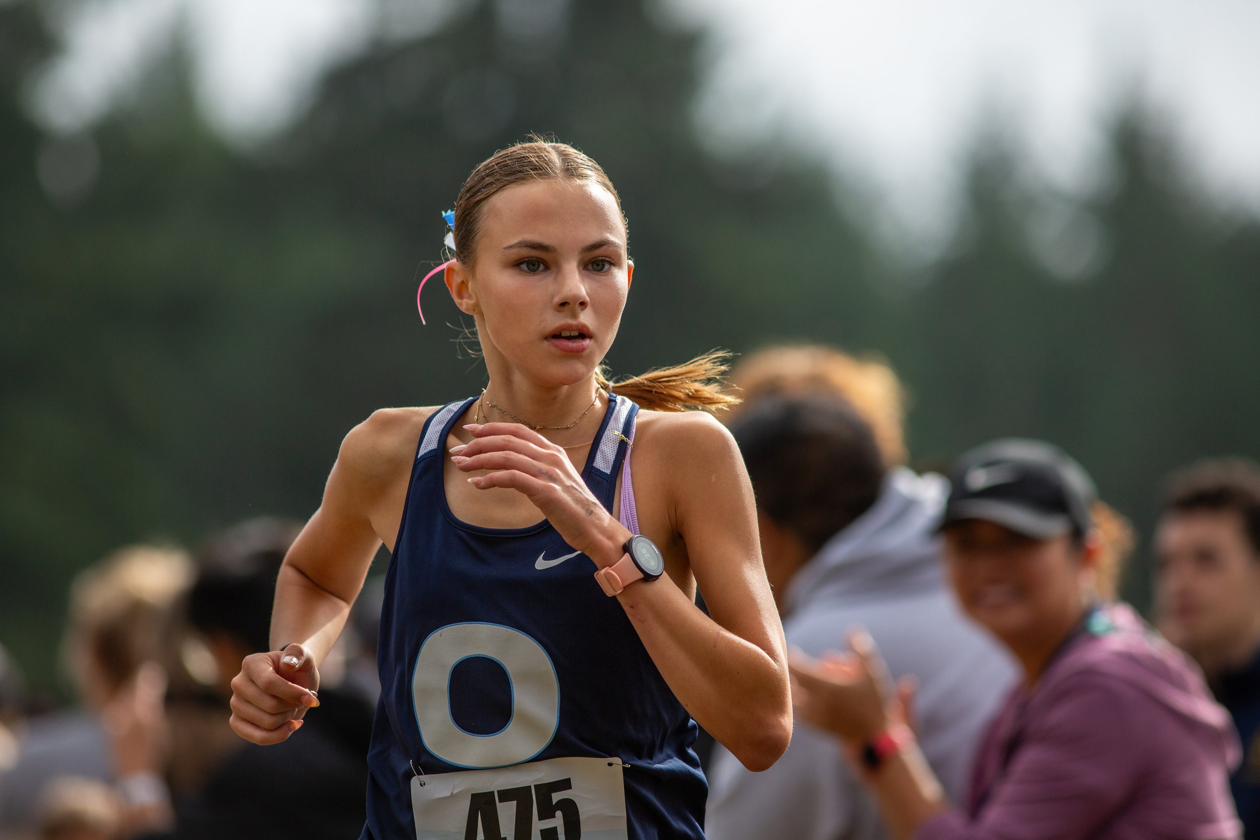 Leah Hennen of Olympia racing at the Olympia XC Classic — the Bears race the Fort Steilacoom Invitational on Sept 19